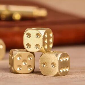 Dice 5 Handmade Brass Dice Polished Table Game Dice Rounded Corners Weighted